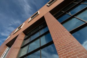 Skyward view of CMU Engineering Building in Grand Junction, Colorado